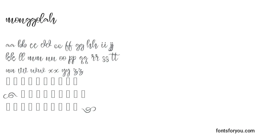 Czcionka Monggolah – alfabet, cyfry, specjalne znaki