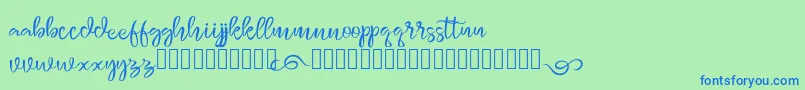 monggolah-Schriftart – Blaue Schriften auf grünem Hintergrund