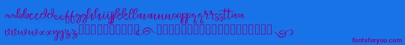 monggolah-Schriftart – Violette Schriften auf blauem Hintergrund