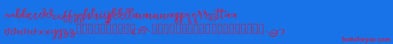 monggolah-Schriftart – Rote Schriften auf blauem Hintergrund