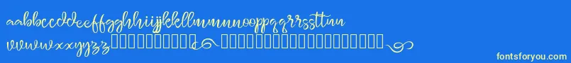 monggolah Font – Yellow Fonts on Blue Background