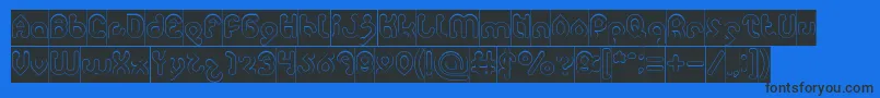 monica Hollow inverse-Schriftart – Schwarze Schriften auf blauem Hintergrund