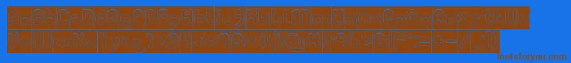 monica Hollow inverse-Schriftart – Braune Schriften auf blauem Hintergrund