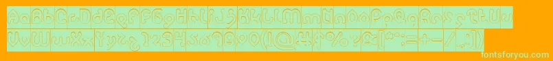 monica Hollow inverse-Schriftart – Grüne Schriften auf orangefarbenem Hintergrund