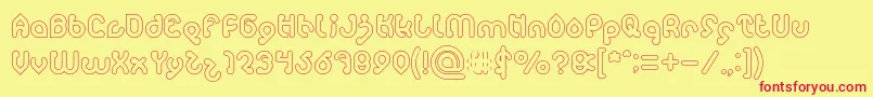 monica Hollow Font – Red Fonts on Yellow Background