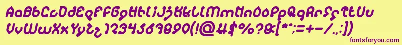 フォントmonica Italic – 紫色のフォント、黄色の背景