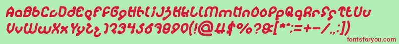 Fonte monica Italic – fontes vermelhas em um fundo verde
