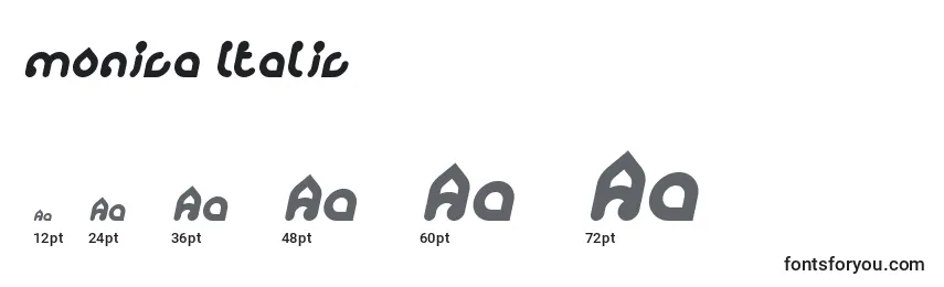 Größen der Schriftart Monica Italic