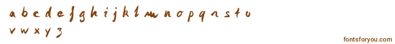 Monika Monika-Schriftart – Braune Schriften auf weißem Hintergrund