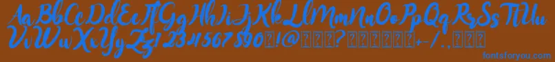 Monitta Font – Blue Fonts on Brown Background