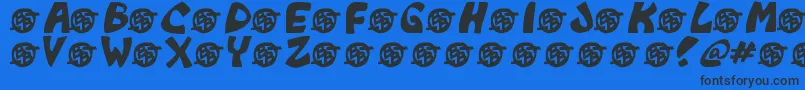 Monkeyboy-Schriftart – Schwarze Schriften auf blauem Hintergrund