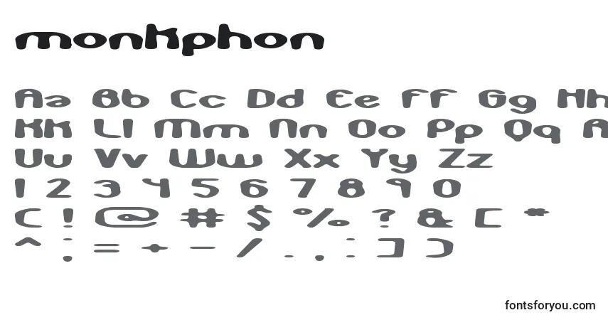 Schriftart Monkphon (134768) – Alphabet, Zahlen, spezielle Symbole