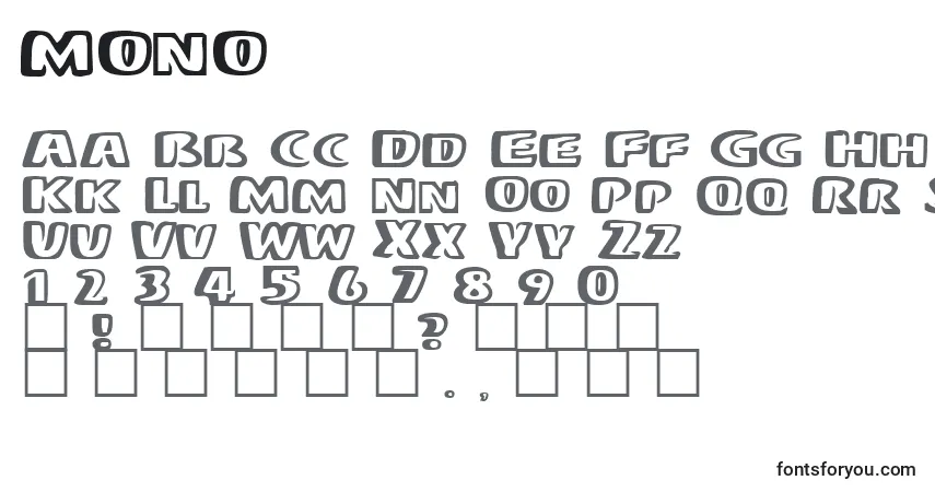 Schriftart MONO (134769) – Alphabet, Zahlen, spezielle Symbole