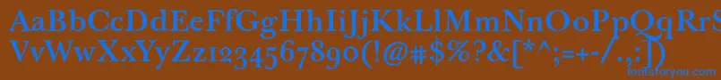 Jbaskervilletmed-Schriftart – Blaue Schriften auf braunem Hintergrund