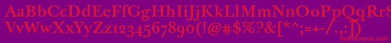 フォントJbaskervilletmed – 紫の背景に赤い文字