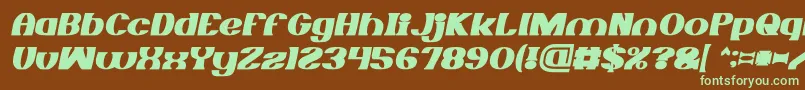 フォントMONOCHROME Bold Italic – 緑色の文字が茶色の背景にあります。