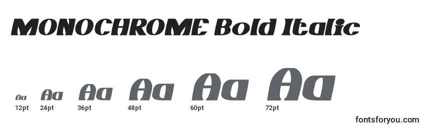 Размеры шрифта MONOCHROME Bold Italic