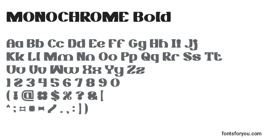 Schriftart MONOCHROME Bold – Alphabet, Zahlen, spezielle Symbole