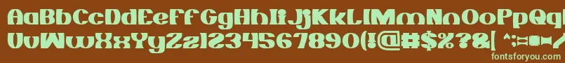 フォントMONOCHROME Bold – 緑色の文字が茶色の背景にあります。