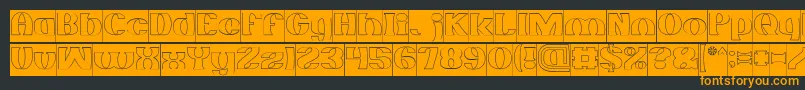 MONOCHROME Hollow Inverse-Schriftart – Orangefarbene Schriften auf schwarzem Hintergrund