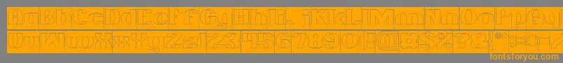 フォントMONOCHROME Hollow Inverse – オレンジの文字は灰色の背景にあります。