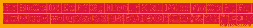 MONOCHROME Hollow Inverse Font – Red Fonts on Orange Background