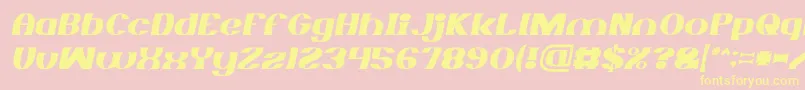 Czcionka MONOCHROME italic – żółte czcionki na różowym tle