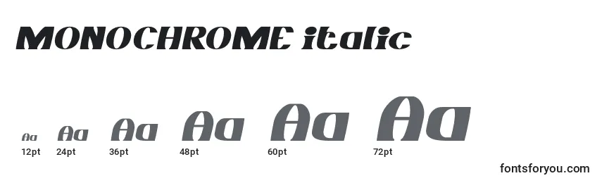Размеры шрифта MONOCHROME italic