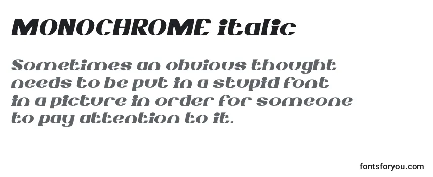 Review of the MONOCHROME italic Font