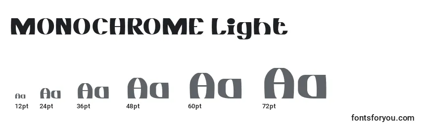 Размеры шрифта MONOCHROME Light