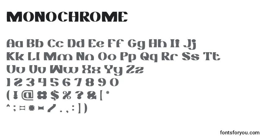 A fonte MONOCHROME (134777) – alfabeto, números, caracteres especiais