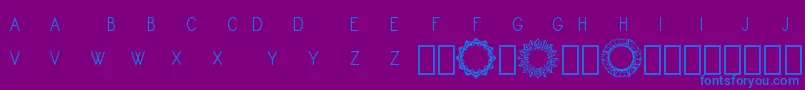Monogram Framer Demo-Schriftart – Blaue Schriften auf violettem Hintergrund