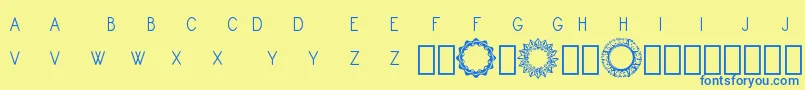 Шрифт Monogram Framer Demo – синие шрифты на жёлтом фоне