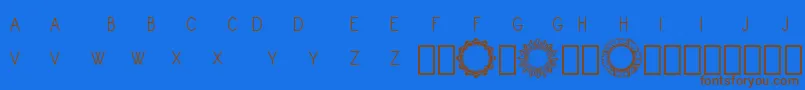 フォントMonogram Framer Demo – 茶色の文字が青い背景にあります。