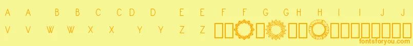 フォントMonogram Framer Demo – オレンジの文字が黄色の背景にあります。