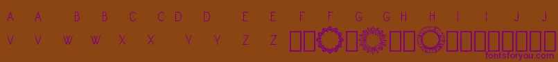 Monogram Framer Demo-Schriftart – Violette Schriften auf braunem Hintergrund