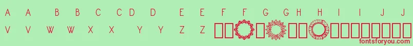 Monogram Framer Demo-fontti – punaiset fontit vihreällä taustalla