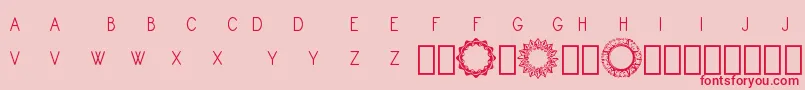 Fonte Monogram Framer Demo – fontes vermelhas em um fundo rosa