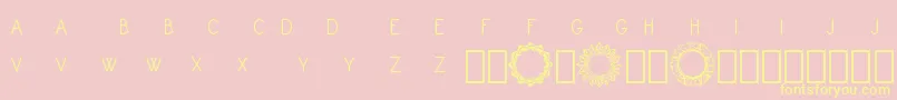 Fonte Monogram Framer Demo – fontes amarelas em um fundo rosa