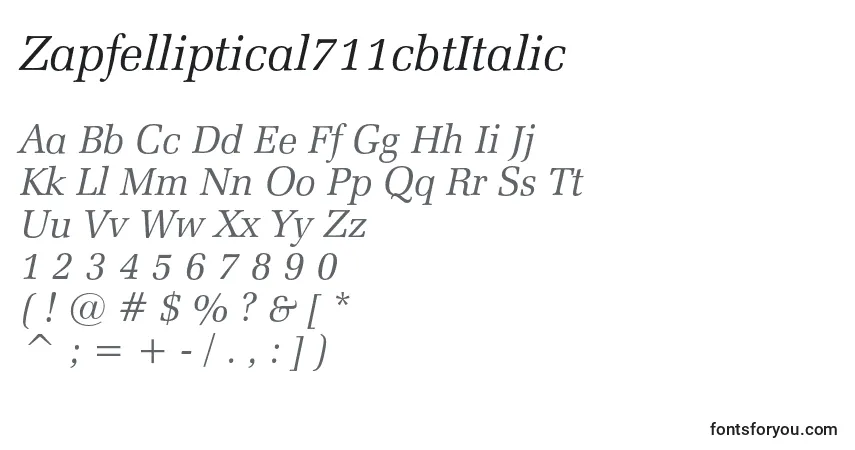 A fonte Zapfelliptical711cbtItalic – alfabeto, números, caracteres especiais