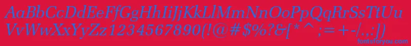 Шрифт Zapfelliptical711cbtItalic – синие шрифты на красном фоне
