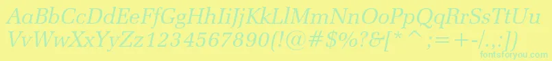 Fonte Zapfelliptical711cbtItalic – fontes verdes em um fundo amarelo