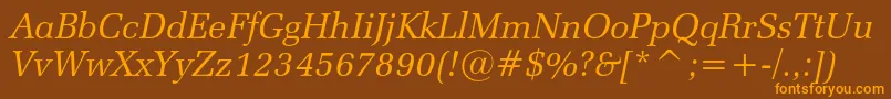 Zapfelliptical711cbtItalic-Schriftart – Orangefarbene Schriften auf braunem Hintergrund
