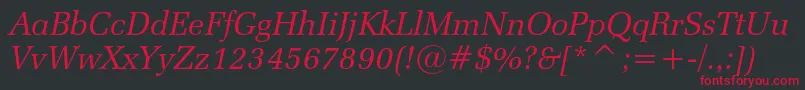 Zapfelliptical711cbtItalic Font – Red Fonts on Black Background