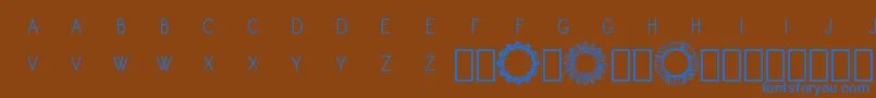 Шрифт Monogram Framer Demo – синие шрифты на коричневом фоне