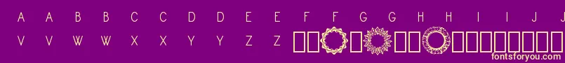 Fonte Monogram Framer Demo – fontes amarelas em um fundo roxo