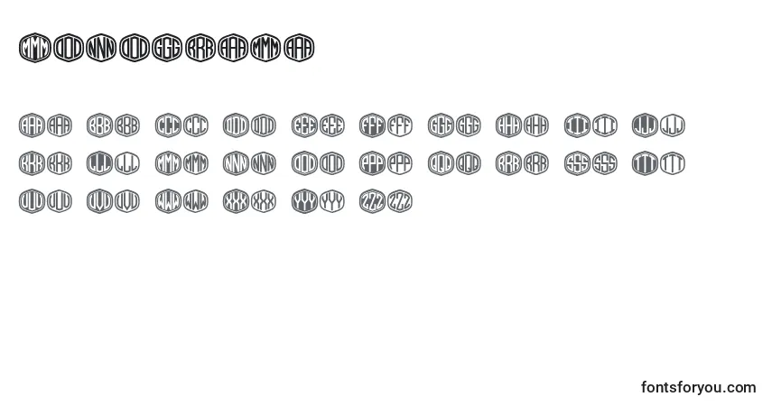 Schriftart Monograma – Alphabet, Zahlen, spezielle Symbole