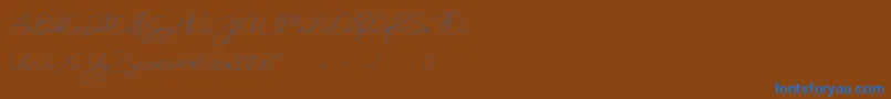 Monoline-Schriftart – Blaue Schriften auf braunem Hintergrund