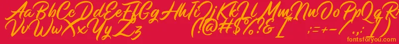 fuente Monopola Script DEMO – Fuentes Naranjas Sobre Fondo Rojo