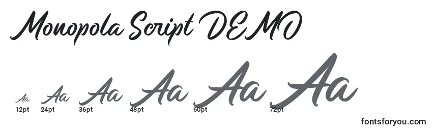 Monopola Script DEMO-fontin koot